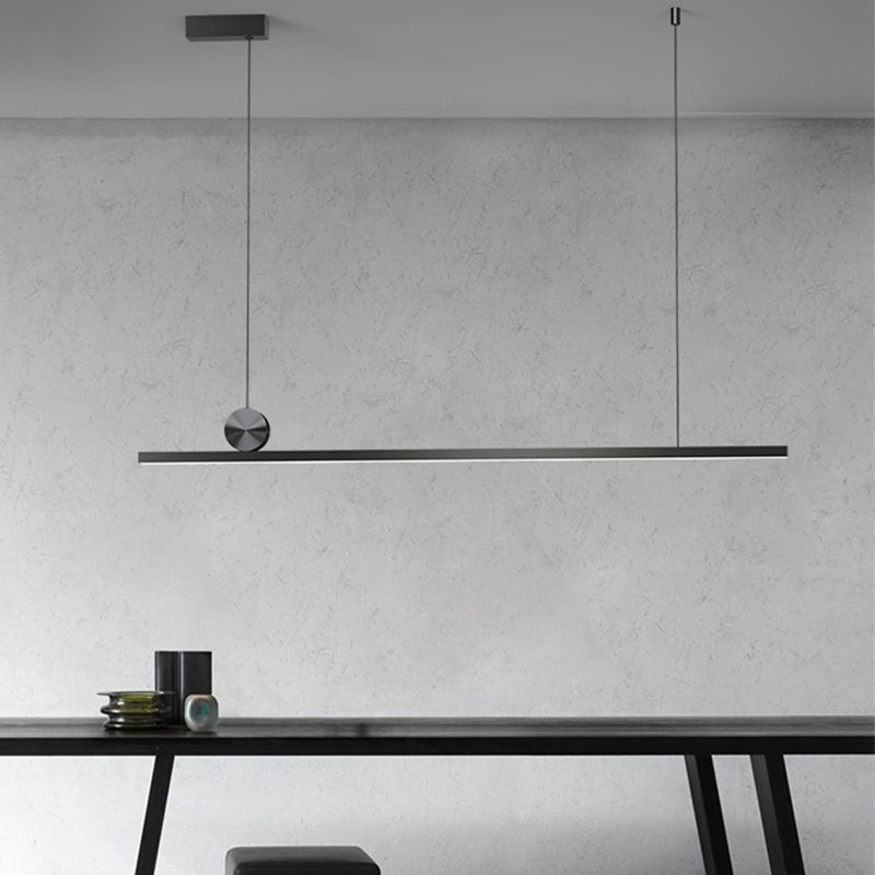 Style moderne linéaire îlot Light Metal 1-Light Island Éclairage en noir