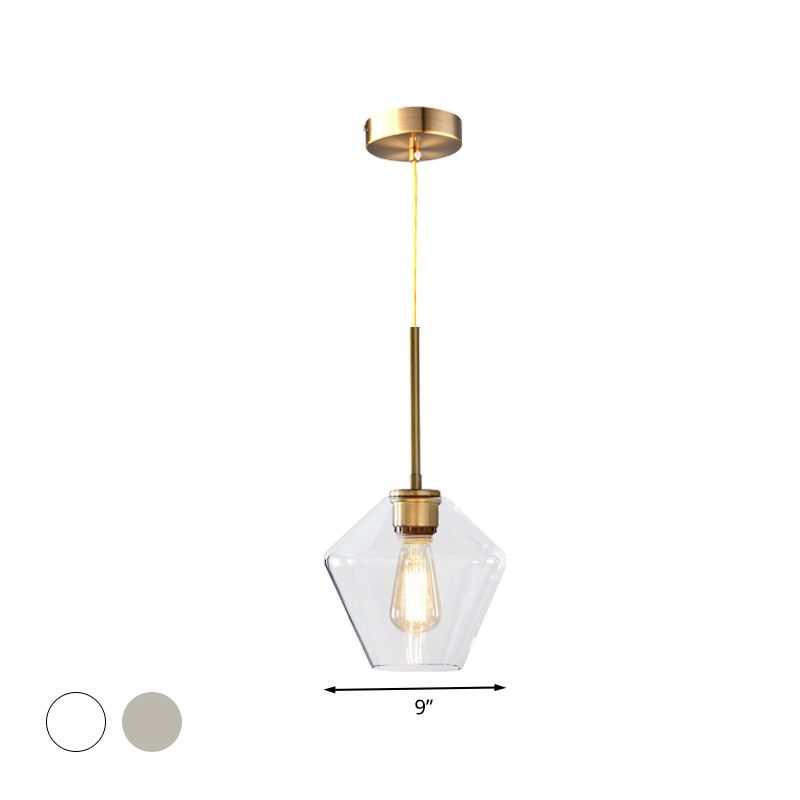 4.5"/9"/12" Wide Glass Shade Hanging Light with Brass Lamp Socket One Light Modern Pendant Light for Office