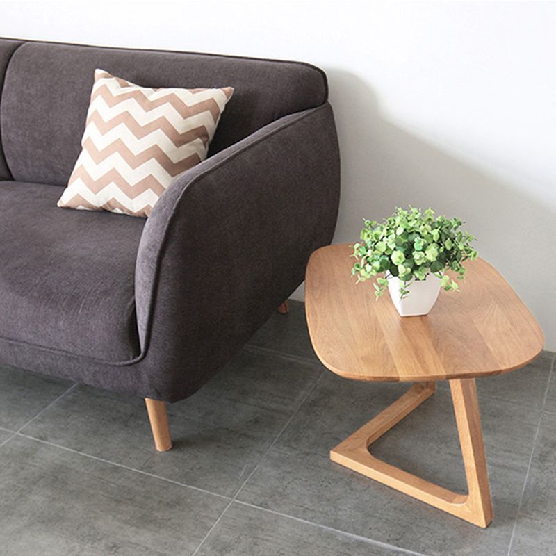 Solid Wood Top Side Table 17.12" Tall Abstract Base End Table