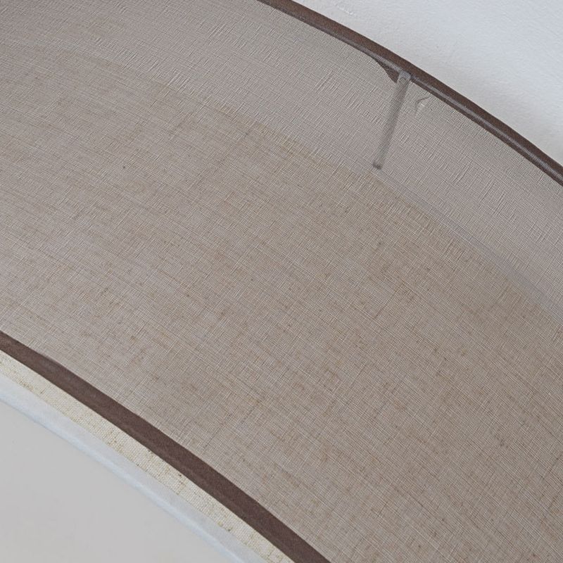Brown Cylindrical Ceiling Light in Traditional Classic Style Wrought Iron Indoor Flush Mount with Flax Fabric Shade