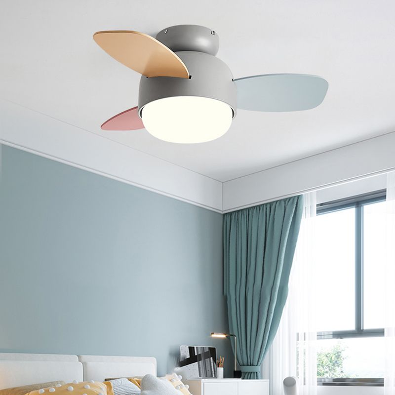 Metal Fan Shape Ceiling Fans Kid Style 1 Light Flush Ceiling Fan