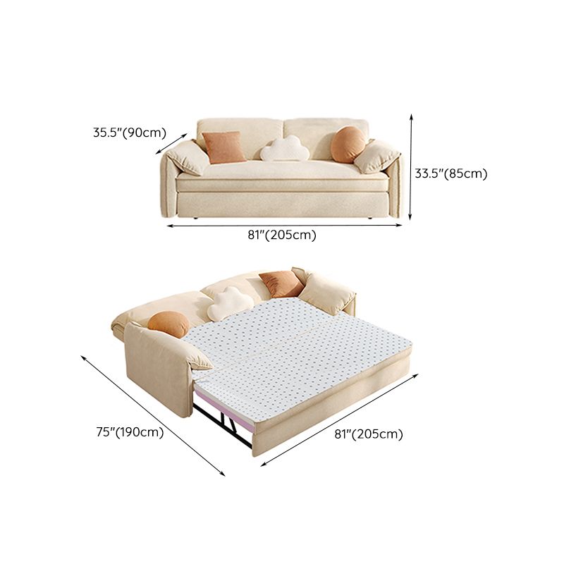 35" Wide Scandinavian Sleeper Sofa Futon Foldable White Sleeper Sofa