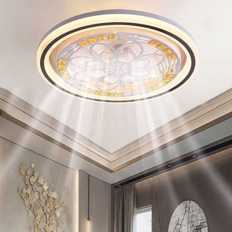 LED Ceiling Fan Light Modern Simple Ceiling Mount Lamp with Acrylic Shade for Bedroom
