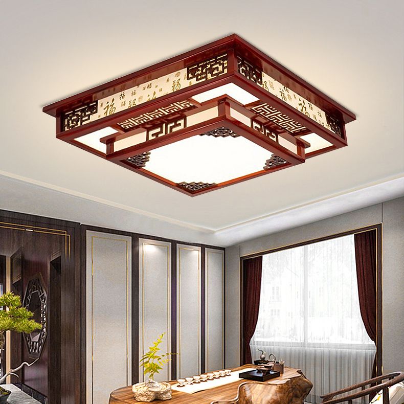 Lámpara de techo empotrada de madera cuadrada con montaje empotrado LED moderna para sala de estar