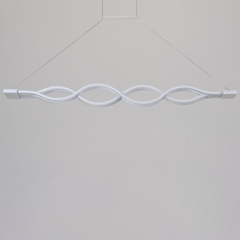 Forma de onda blanca Luz Led Island en estilo moderno Luz de colgante de hierro lacado con sombra acrílica