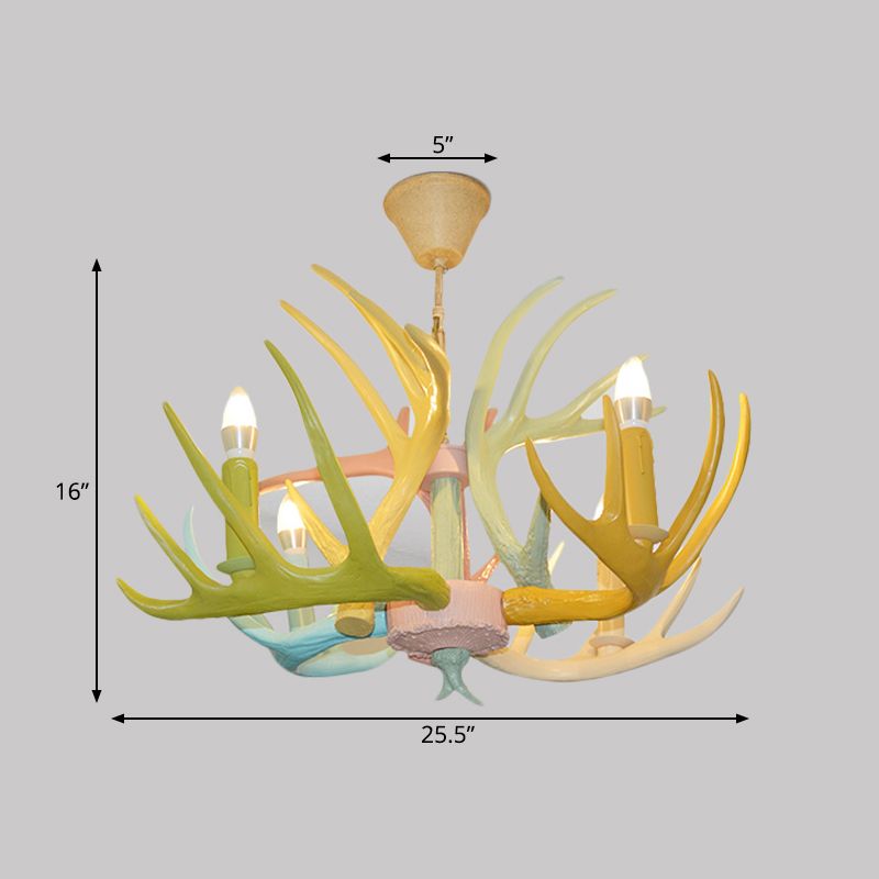 Resin cerf fourablage suspendu au lustre rustique 4/6/8 bulbes de chambre à coucher pendante