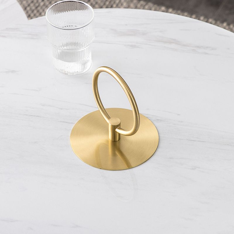Glam Stone Top Coffee Table Pedestal Round Cocktail Table in White