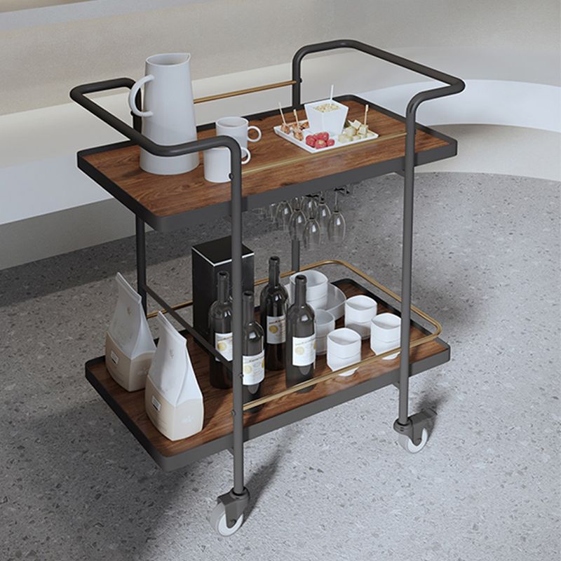 Modern Style Metal Prep Table 33.86"H Rolling Prep Table with Open Storage