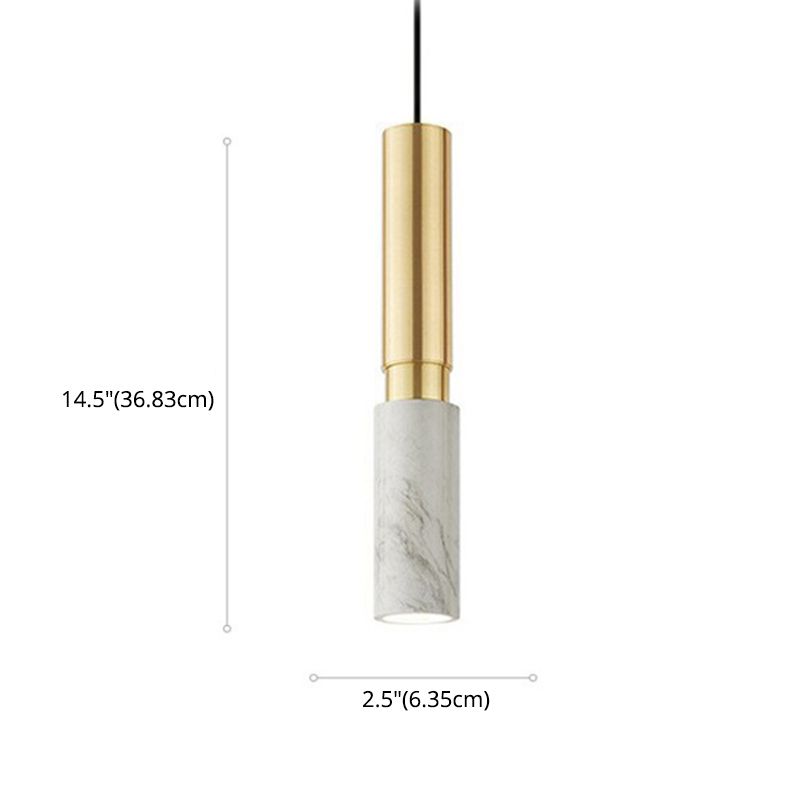 Minimalism Hanging Ceiling Light Marble 1-Light Cylinder Ceiling Pendant Light