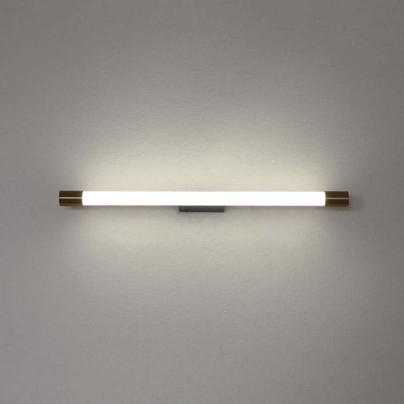 1-Light Linear Shade Wall Sconce Modern Style Metal Mirror Wall Lighting in Gold