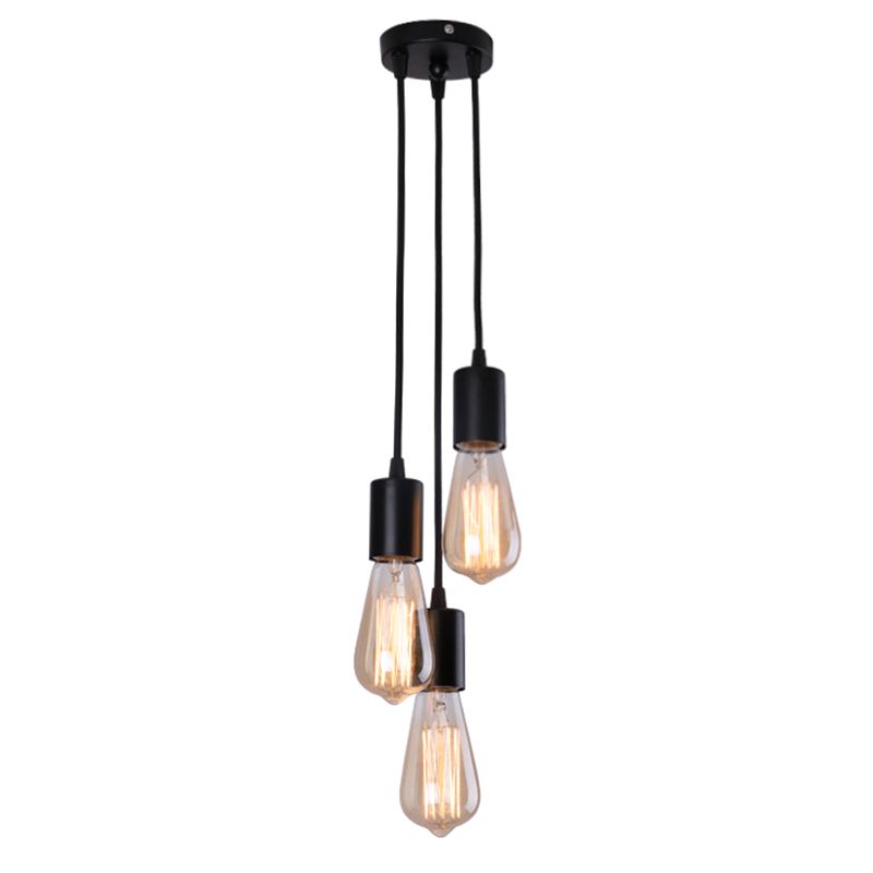 Exposed Bulb Restaurant Down Lighting Pendant Simplicity Metal Hanging Ceiling Light