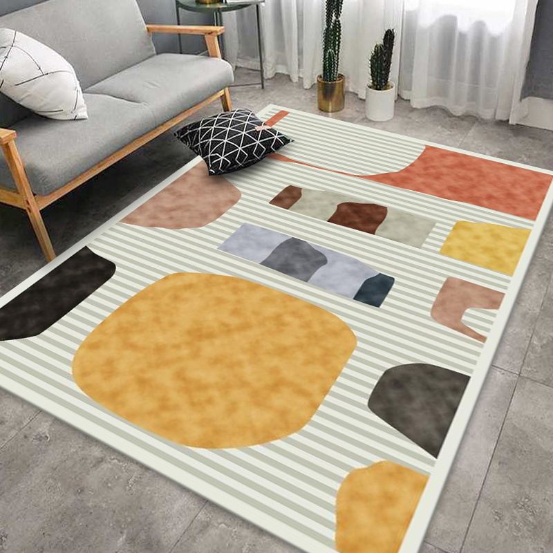 Dark Purple Contrast Color Rug Polyester Simple Rug Non-Slip Backing Rug for Drawing Room