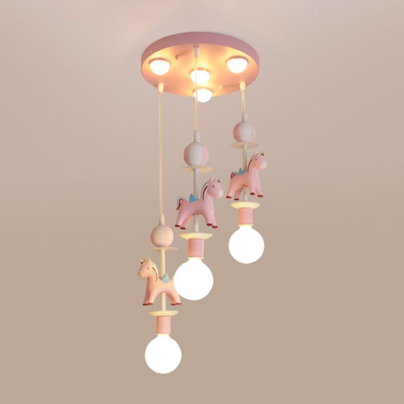 Rainbow Unicorn Nursery Pendant Ceiling Light Resin Kids Multi Lamp Pendant Light