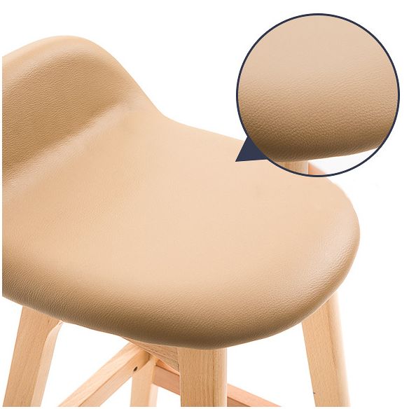 Scandinavian Natural Wood Counter Stools Low Back Bar Stools with Bucket Seat