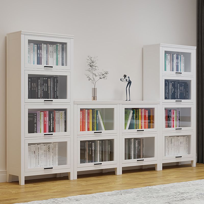 11.81"W Bookcase Contemporary Style Solid Wood Bookshelf for Home Office with Doors