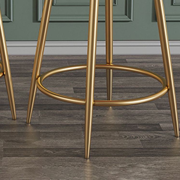 Glam Velvet Restaurant Counter Stool Matte Finish Footrest Barstool