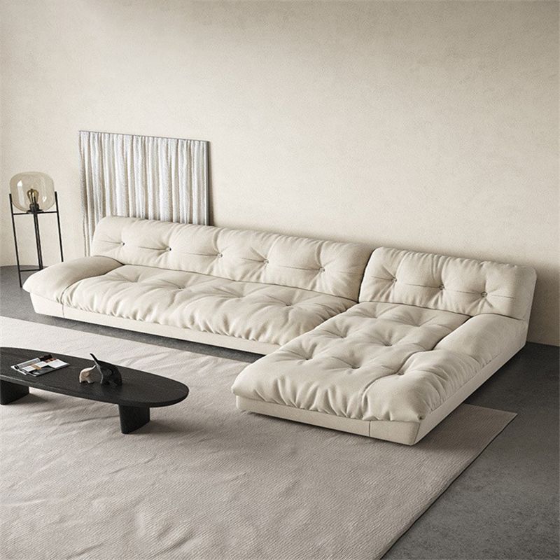 Modern Tufted Back Sofa Sectional Cream Armless Sofa and Chiase