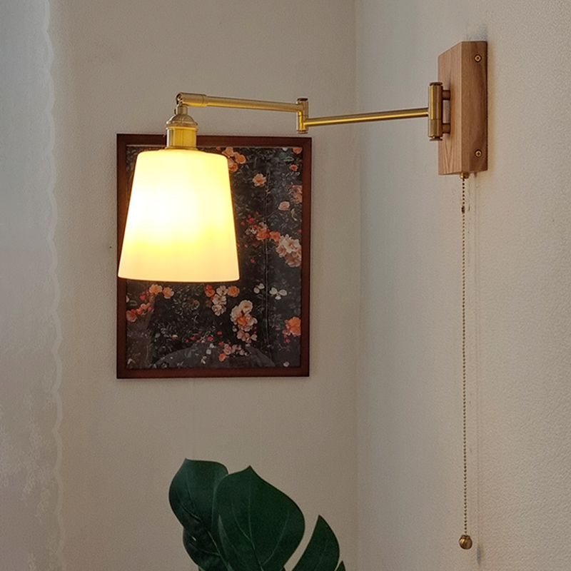 Adjustable Wooden Wall Mount Light Modern 1-Light Wall Light for Living Room