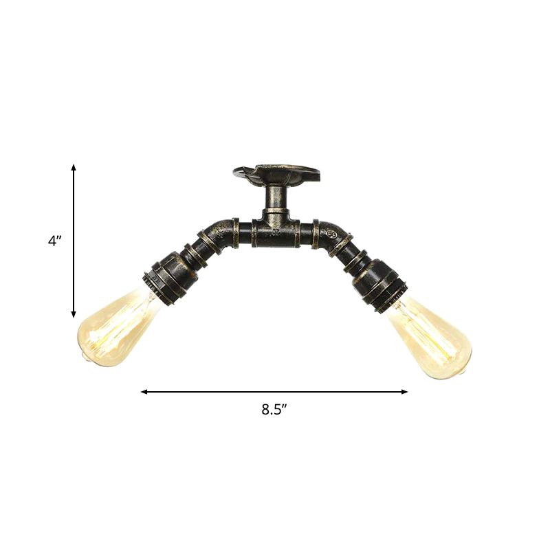 Bare Birne Indoor Semi Flush Mount Retro Metallic 2 Lichter Antik Silber/Altern Messing/Antike Bronze Nahe an Deckenlampe