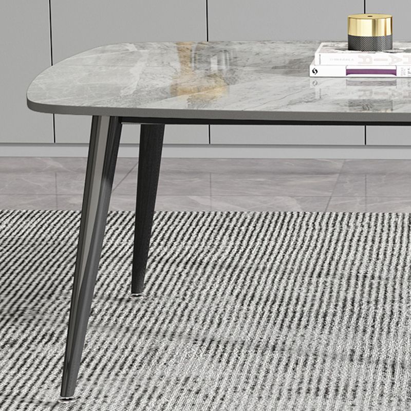 Luxury Rectangular Stone Top Dining Table with 4 Gold & Black Steel Legs