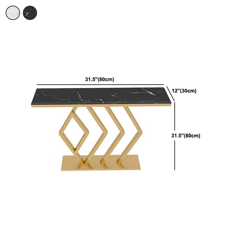 Contemporary Marble Console Sofa Table Rectangle Iron End Table for Hall