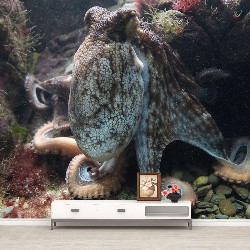 Pleasing Wall Mural Octopus Patterned Sitting Room Wall Mural