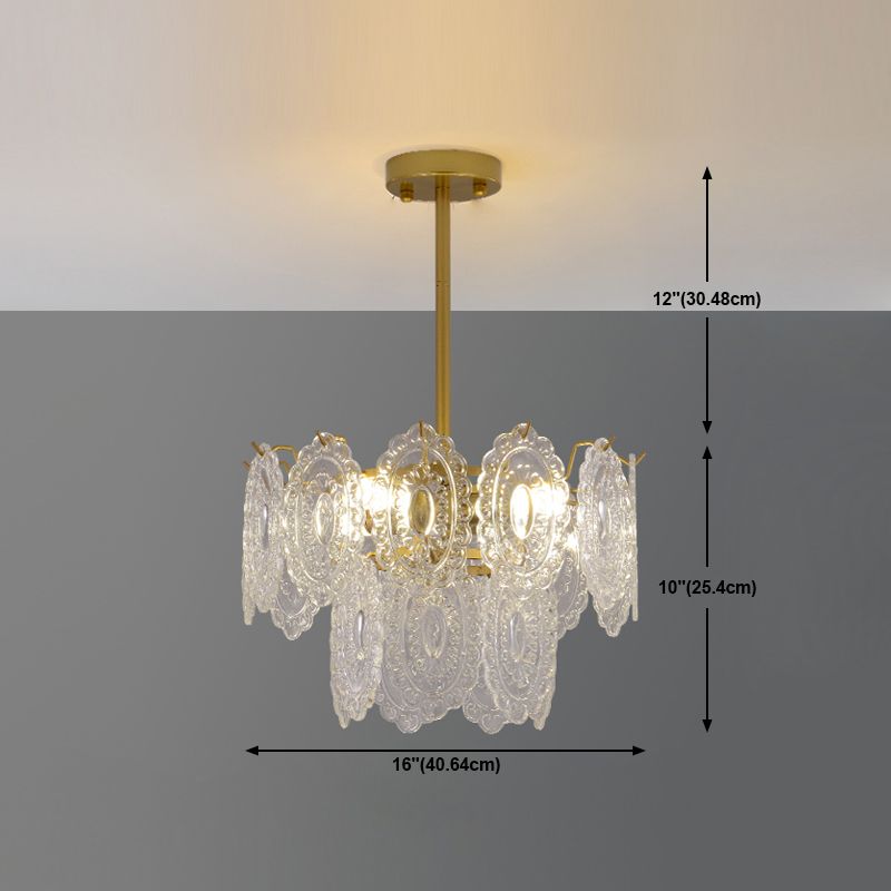 Modern Style Chandelier Light Fixture Metal Chandelier with Glass Shade