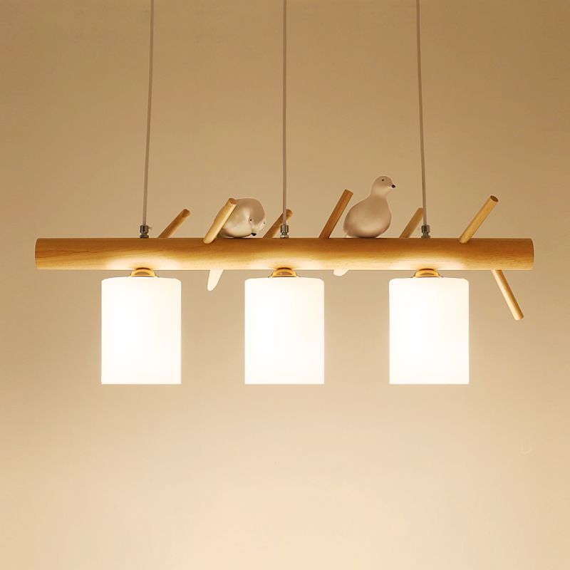 Modern Island Lighting Cylinder Glass Chandelier Light Fixture for Dining Room