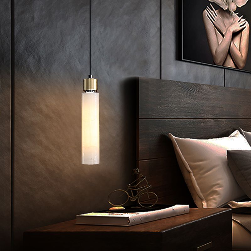 Éclairage de pendentif simple en marbre contemporain pour salle à manger cafée