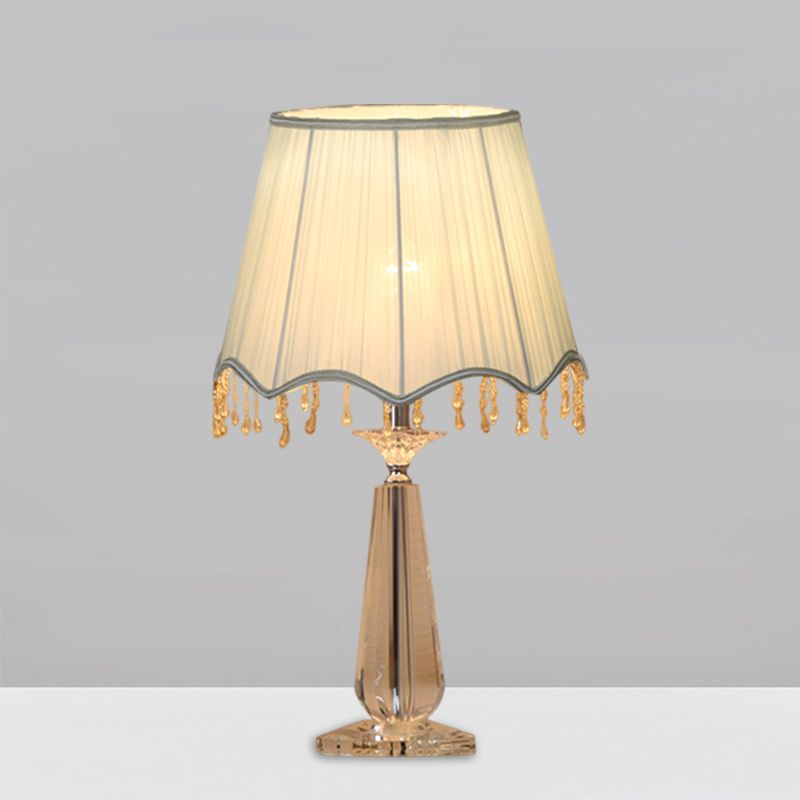 Rot/blau/grün/beige überbackener schatten schatten nachttisch lampe traditionelle Stoff 1 Kopf Schlafzimmer Kristalltisch Leuchte