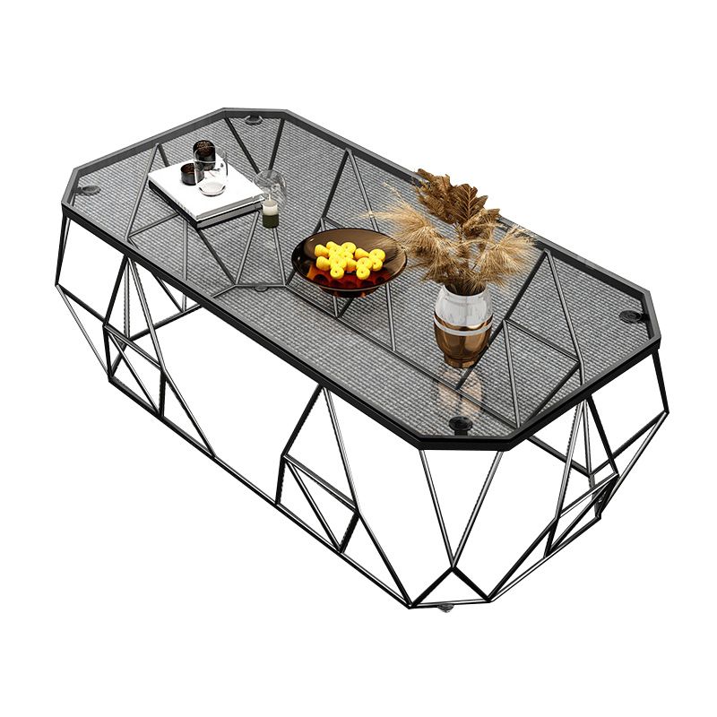 Modern Frame Coffee Cocktail Table Rectangular Glass Top Cocktail Table for Home