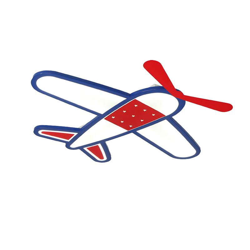 Boys Bedroom Airplane Flush Ceiling Light Acrylic Contemporary Cool Blue Ceiling Lamp