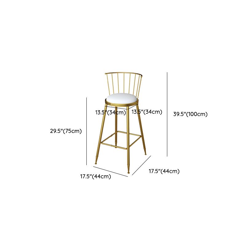 Glam Metal Bar Stools Low Back Dining Stools with Metal Legs