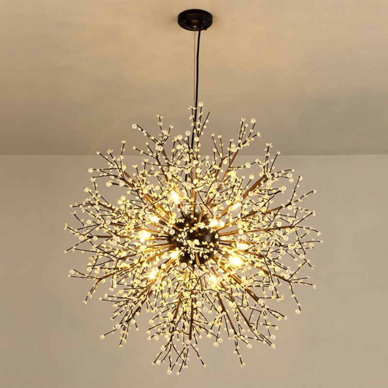 23.5"/31.5" Wide Starburst Chandelier Lighting Modernism Crystal Beaded 8/12 Lights White/Red and Green Suspension Light