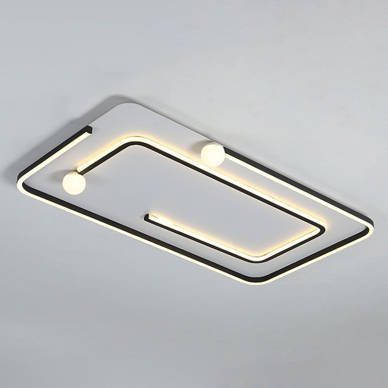 Plafoniera moderna da incasso a LED in metallo con linea geometrica nera per camera da letto