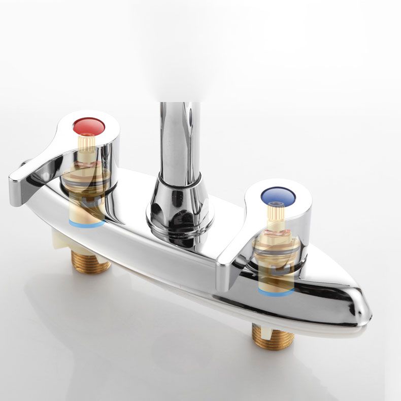 Modern Centerset Faucet Chrome 2 Knob Handles Swivel Spout Bathroom Sink Faucet