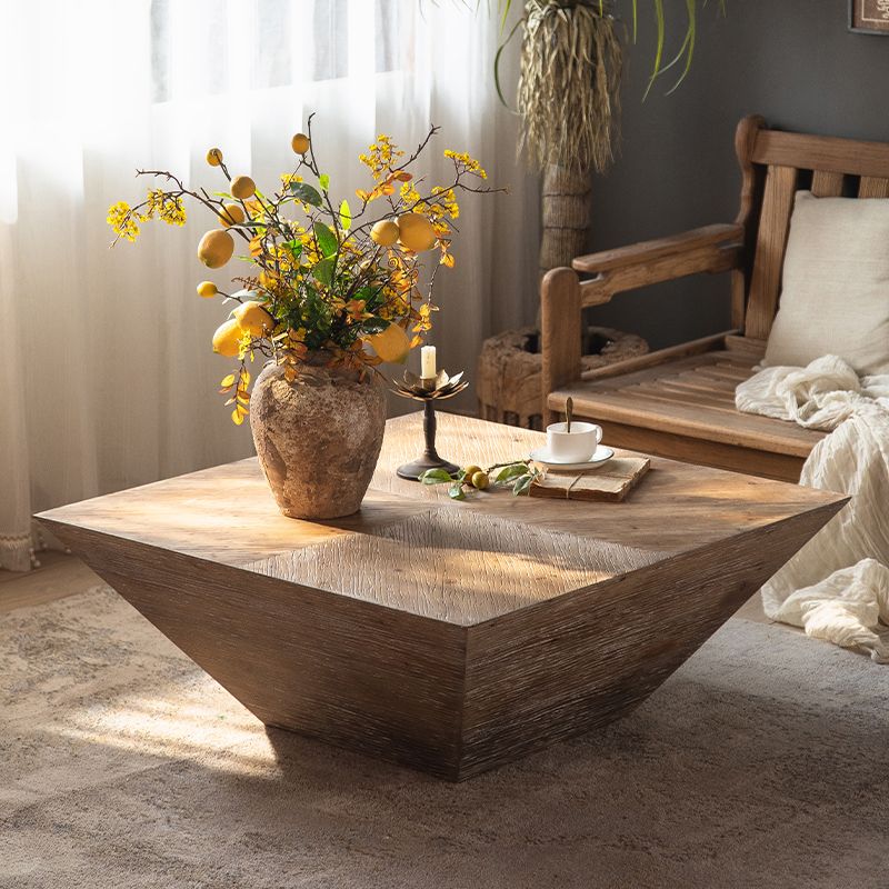 Rustic Corner Table Solid Wood Brown Accent Side Table for Living Room
