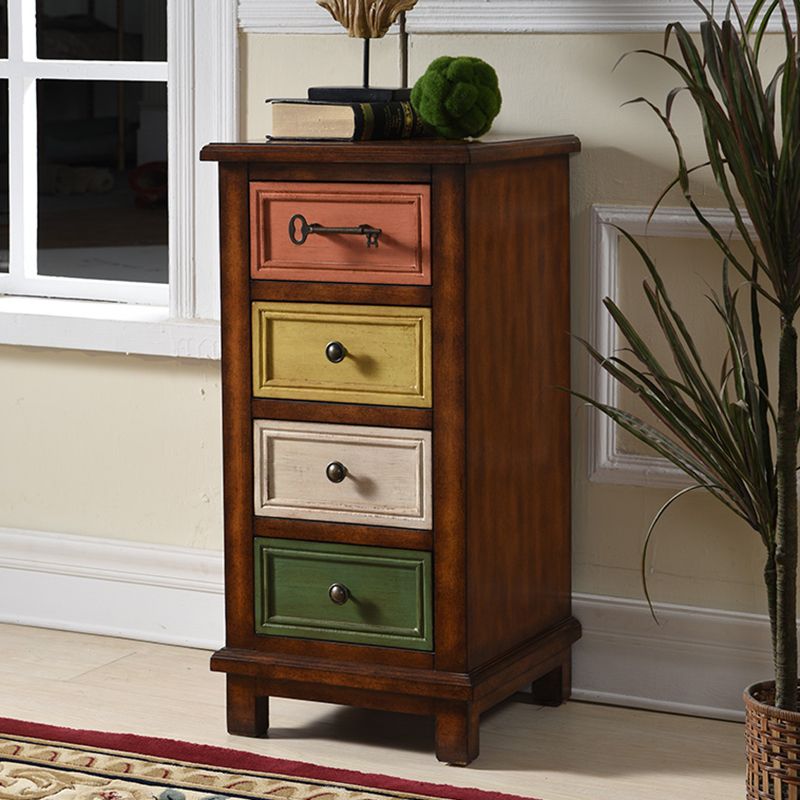 33" Tall 4 - Drawer Accent Chest, Wooden Rectangle Side Cabinet