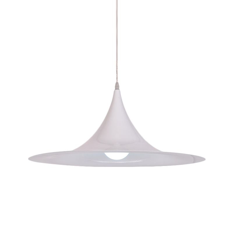 White Trumpet Pendant Light Minimalism 1 Bulb Aluminum Hanging Ceiling Light for Dining Room