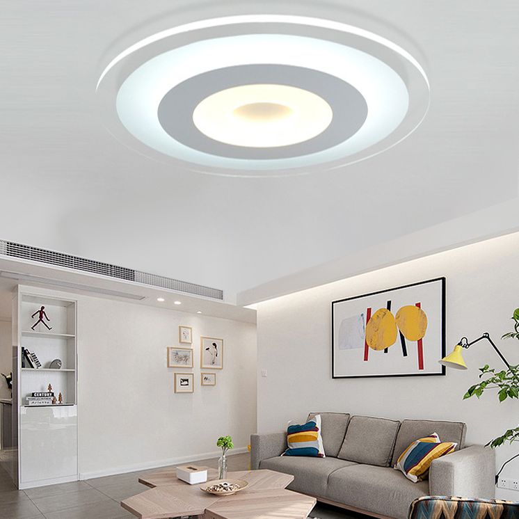 LED Slaapkamer Flush Mount Plafond Licht Armatuur Eenvoudige Witte Flush Mount Verlichting met ronde Acryl Schaduw