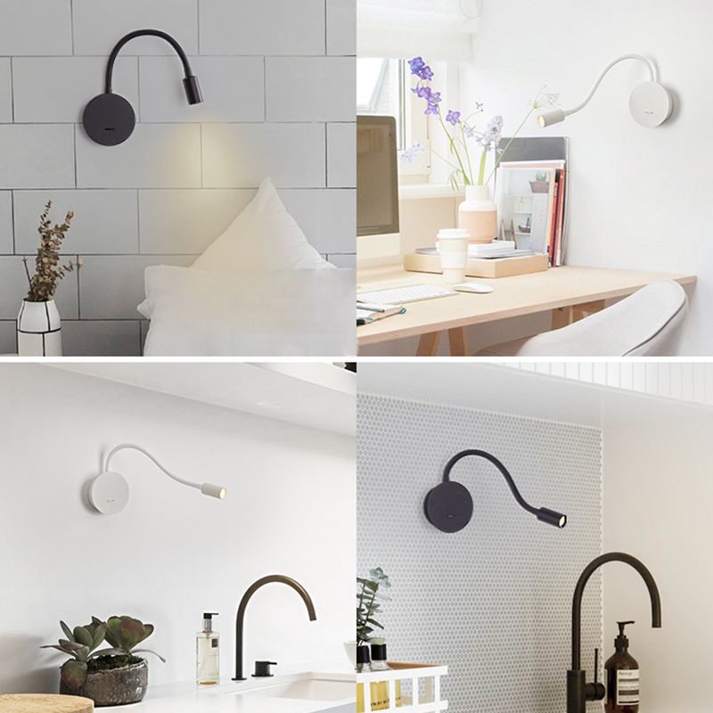 Verstellbare Silikonschlauch -Einfachheit Wandlampe moderne Schlafzimmer LED -Lesen mit unabhängiger Schalter