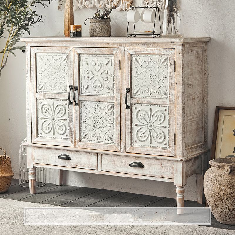 Industrial Wood Accent Cabinet White Accent Cabinet in Distressed Finish
