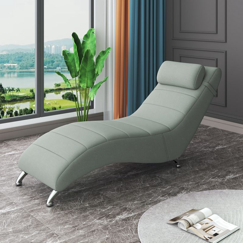 Modern Cushioned Chaise Lounge Pine Chaise with Pillow for Bedroom and Living Room