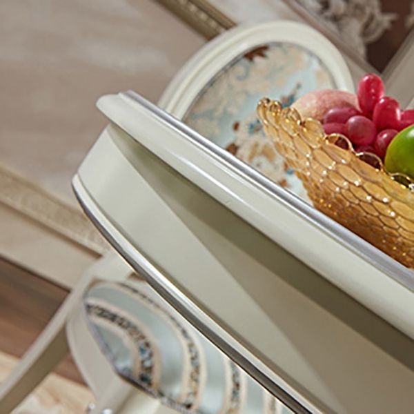 Solid Wood Victorian Round Dining Table Rubberwood Table with Pedestal Base