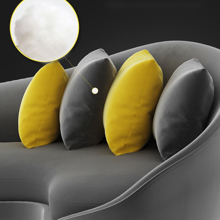 Contemporary 33.46" H Velvet Solid Color Curved Slope Arm Sofa