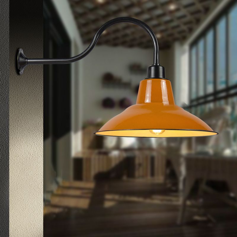 Porcelain Flare Shade Wall Lighting Industrial Style 1 Light Wall Mounted Light Fixture