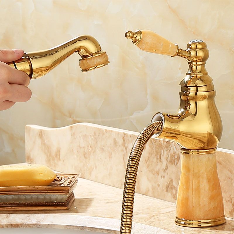 Traditional Deck Mounted Bronze Tub Faucet Set Single Handle Tub Filler Trim with Hose