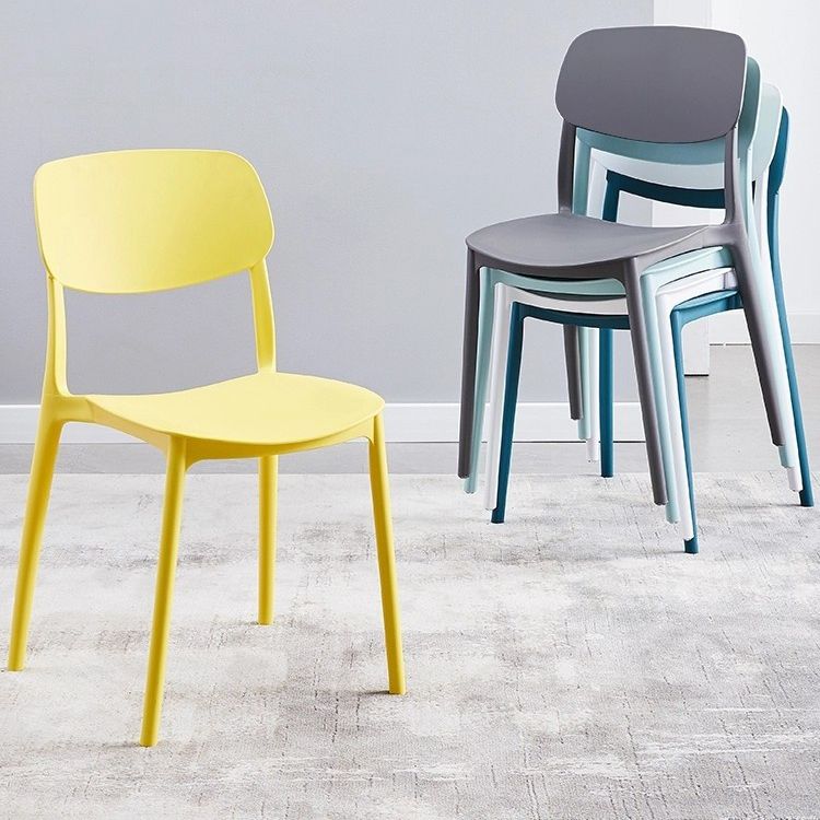 Silla de comedor de estilo moderno, cocina de plástico, silla individual sin brazos