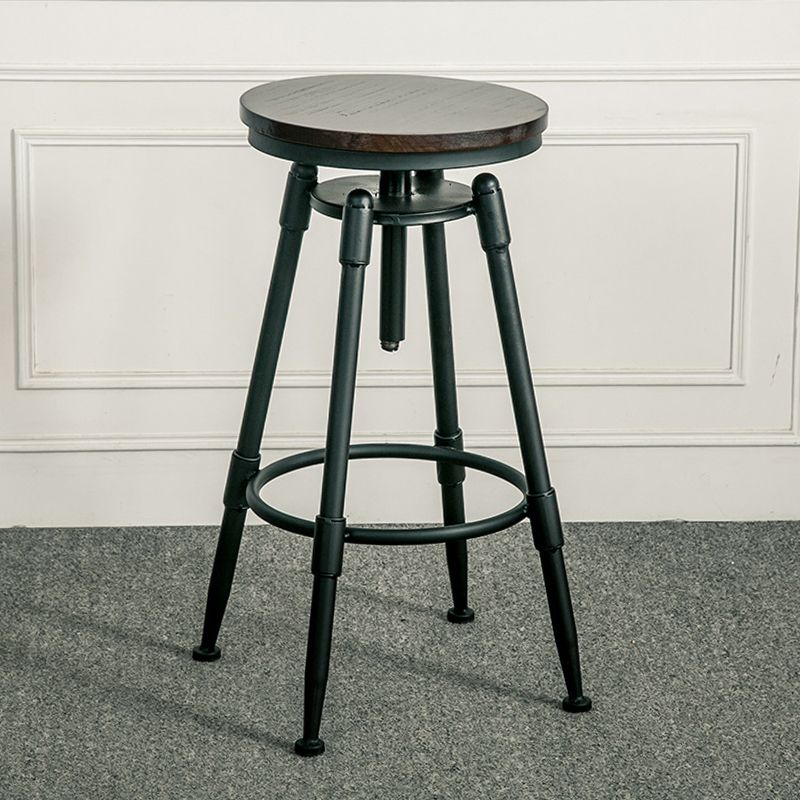 Adjustable Height Bar Stools Industrial Barstool with Metal Legs