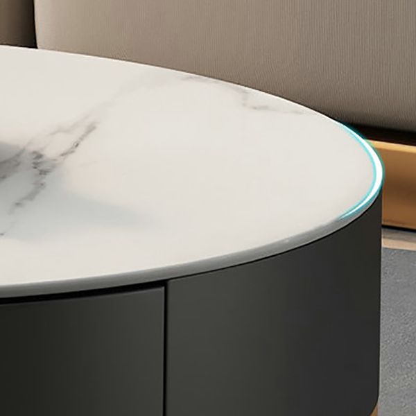 Glass Top Coffee Table Set Frame Cocktail Table with Storage Drawers